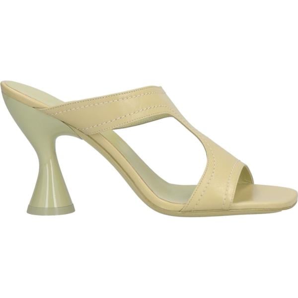 sandali in pelle da donna in bianco neve con tacco rocchetto a punta quadrata in pelle By Far