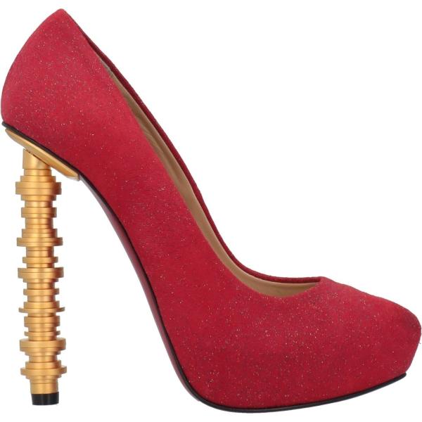 décolleté da donna in rosso classico con glitter con tacco a punta tonda in metallo Julia Haart