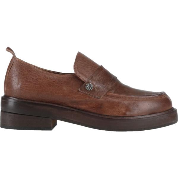 Mocassini da donna in marrone scuro con tacco squadrato a punta tonda in pelle O.x.s. O.x.s.