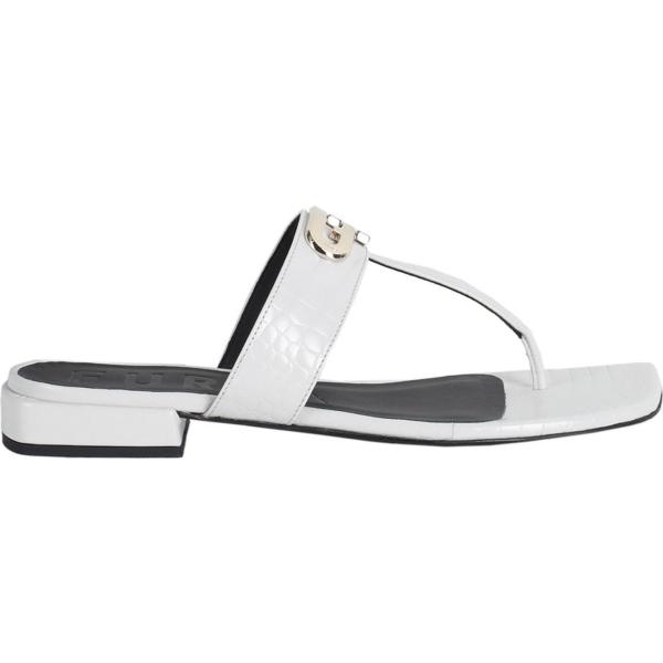 ciabatte da donna in bianco neve con stampe senza tacco a punta quadrata in pelle Furla