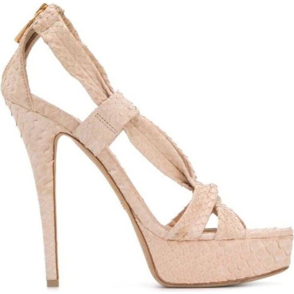 sandali in pelle Burberry marrone serpente