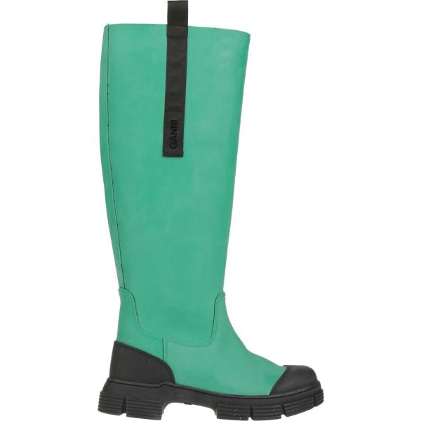stivali di gomma da donna in verde chiaro senza tacco a punta tonda in plastica Ganni