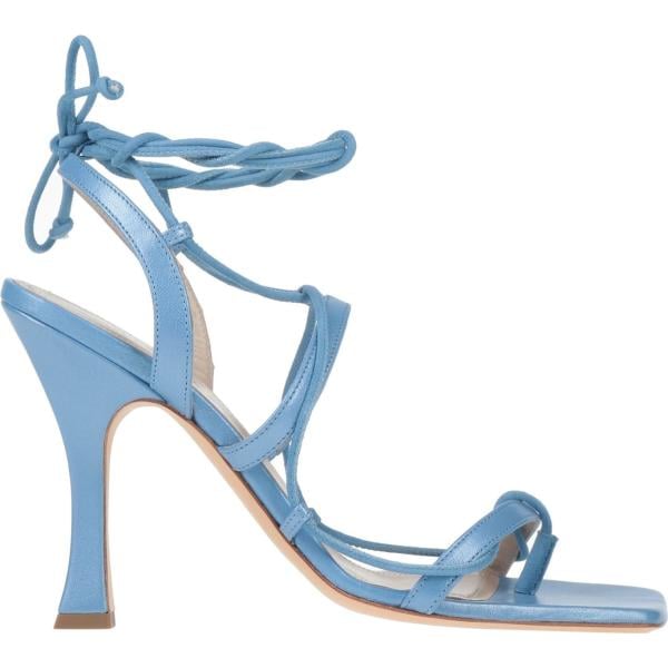 infradito da donna in bianco neve con tacco spillo punta aperta con lacci Mia Becar