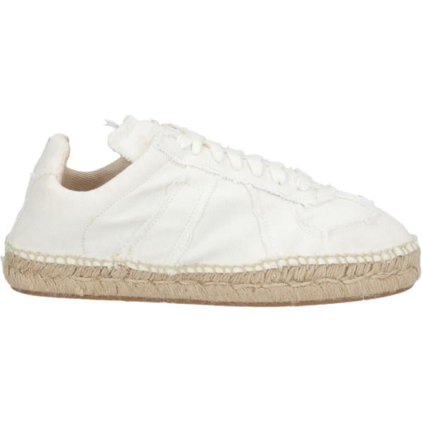 Espadrillas da donna in bianco neve senza tacco a punta tonda con lacci Maison Margiela