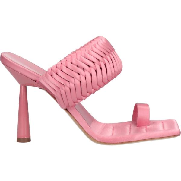 ciabatte da donna in bianco neve con tacco a punta quadrata in pelle Gia / Rhw