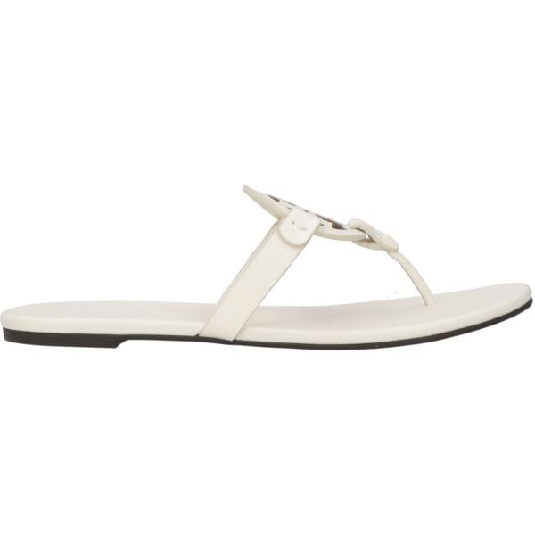 Ciabatte da donna in bianco neve senza tacco a punta tonda in pelle Tory Burch