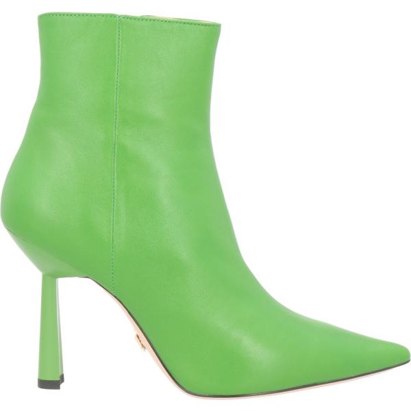 stivaletti da donna in verde chiaro con tacco rocchetto a punta con zip in pelle Lola Cruz
