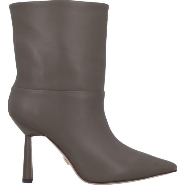 stivaletti da donna in verde oliva con tacco rocchetto a punta in pelle Lola Cruz