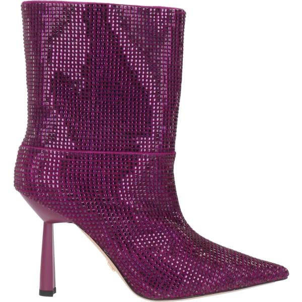 Stivaletti da donna in viola scuro effetto scamosciato con tacco rocchetto a punta in pelle Lola Cruz Lola Cruz