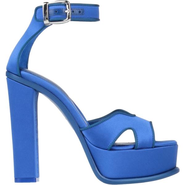 sandali in pelle Alexander Mcqueen blu tinta unita