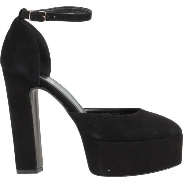 décolleté da donna in bianco neve effetto scamosciato con tacco squadrato a punta tonda con cinturino in pelle Islo Isabella Lorusso