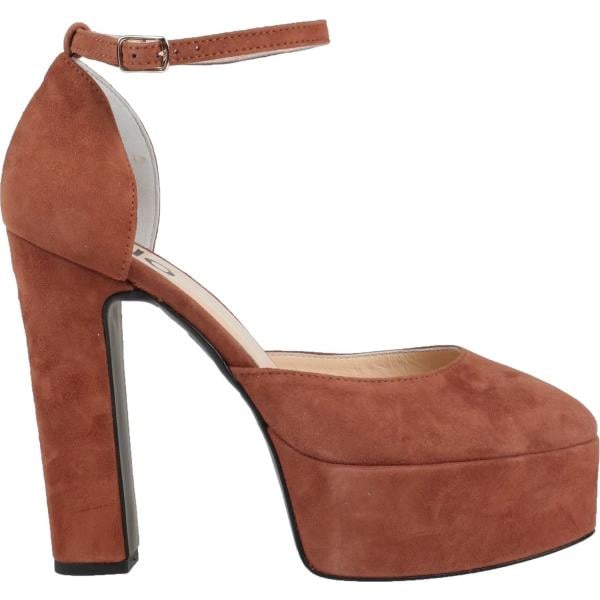 décolleté da donna in bianco neve effetto scamosciato con tacco squadrato a punta tonda con cinturino in pelle Islo Isabella Lorusso