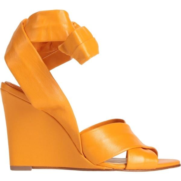 sandali in pelle Tory Burch arancione tinta unita