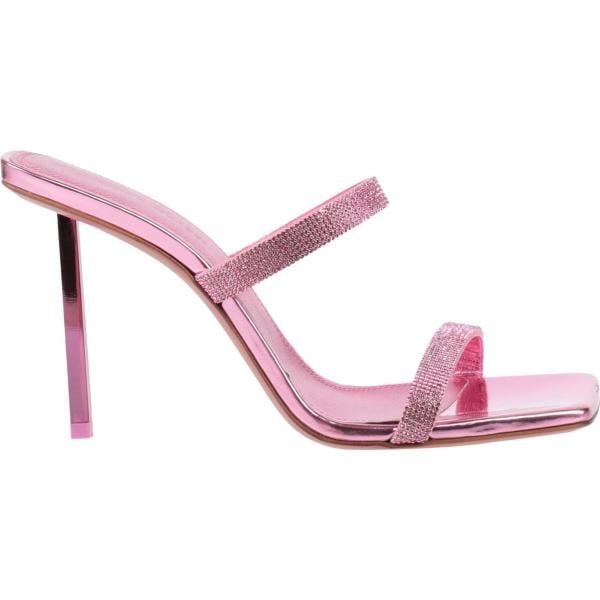sandali in pelle Amina Muaddi rosa tinta unita
