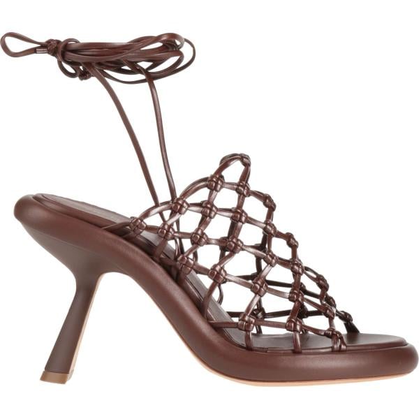 Sandali in pelle da donna in marrone scuro con tacco a punta tonda in pelle Vic Matiē Vic Matiē
