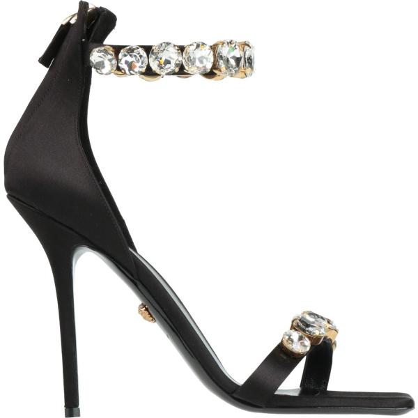 sandali in pelle Versace nero tinta unita