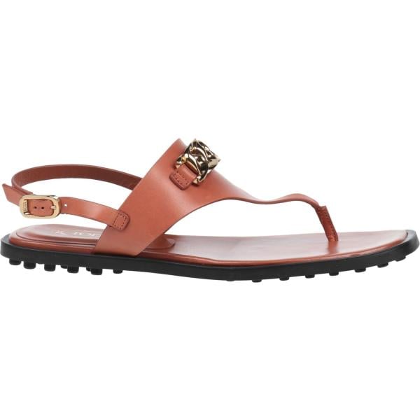Infradito da donna in bianco neve senza tacco a punta quadrata con cinturino in pelle Tod's