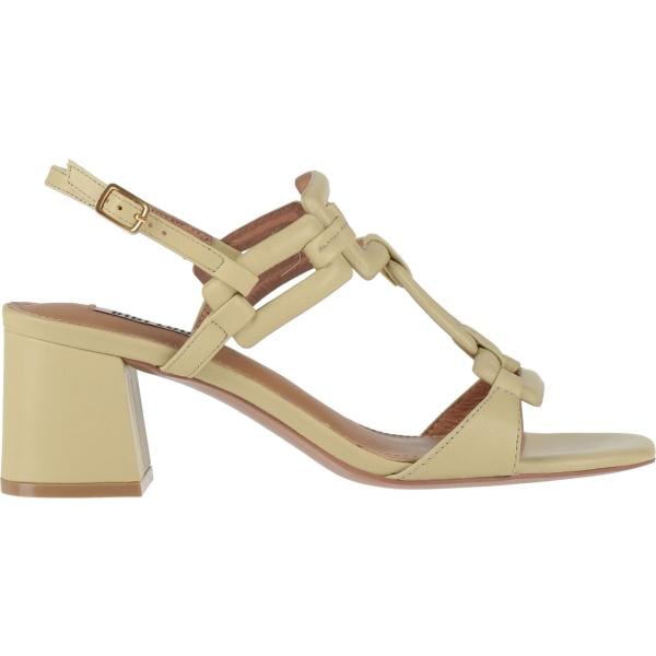 Sandali in pelle da donna in bianco neve con tacco squadrato a punta quadrata slingback in pelle Bibi Lou Bibi Lou