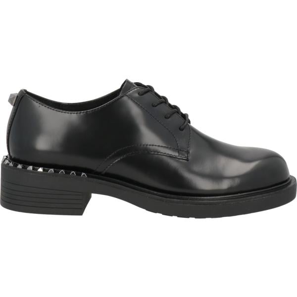 Scarpe stringate da donna in grigio scuro con borchie con tacco squadrato a punta tonda in pelle Ash Ash