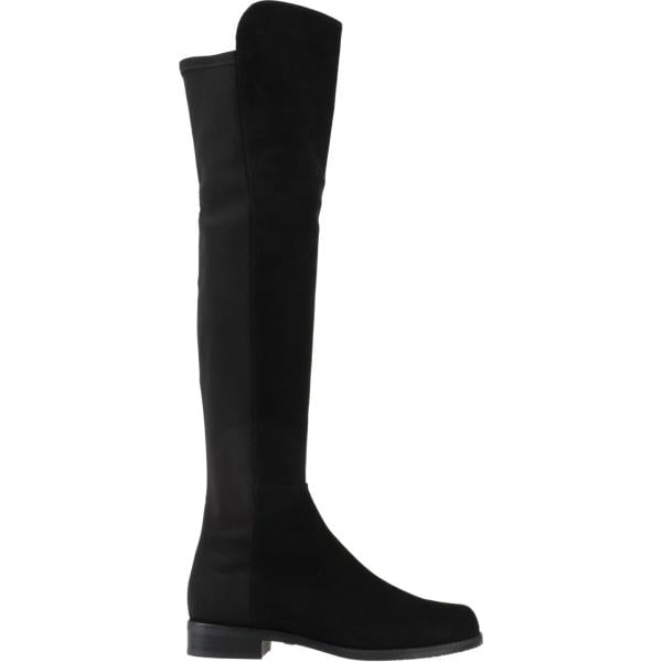 Stivali da donna in nero pece effetto scamosciato senza tacco a punta tonda in pelle Stuart Weitzman Stuart Weitzman