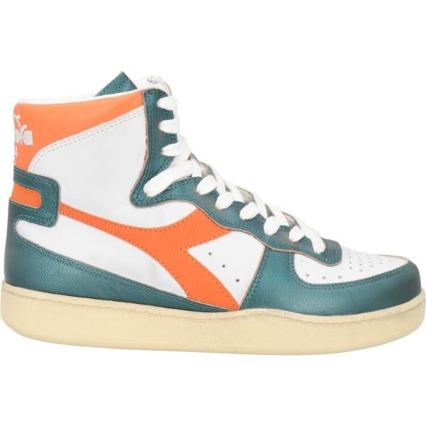 Sneakers alte da donna in bianco neve effetto laminato senza tacco a punta tonda con lacci in pelle Diadora Heritage Diadora Heritage