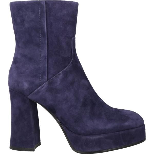 Stivaletti da donna in blu scuro effetto scamosciato con tacco squadrato a punta tonda con zip in pelle Apepazza Apepazza