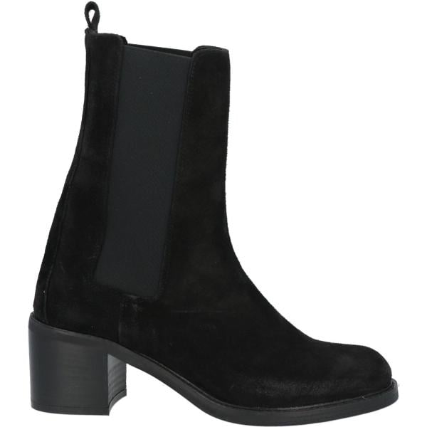 Stivaletti chelsea da donna in nero pece effetto scamosciato con tacco squadrato a punta tonda in pelle Trend Trend