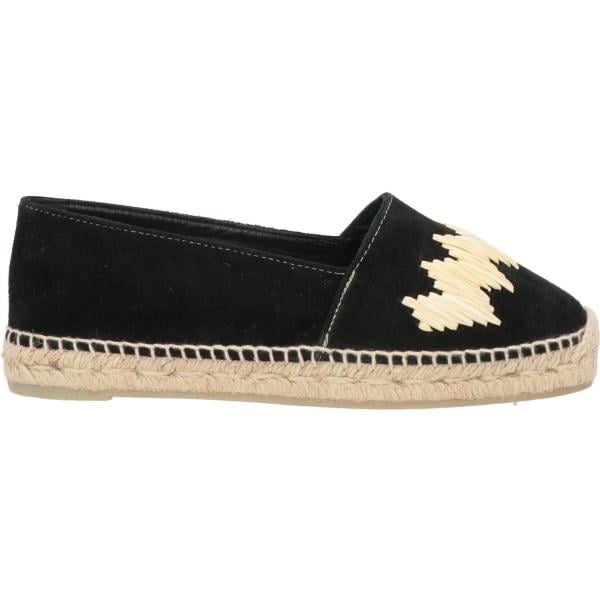 Espadrillas da donna in nero pece effetto scamosciato senza tacco a punta tonda in pelle Castañer