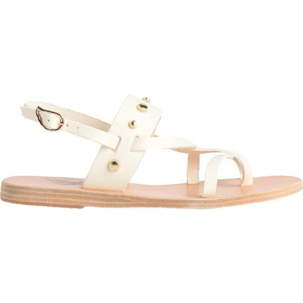 Infradito da donna in bianco neve senza tacco a punta tonda con cinturino in pelle Ancient Greek Sandals