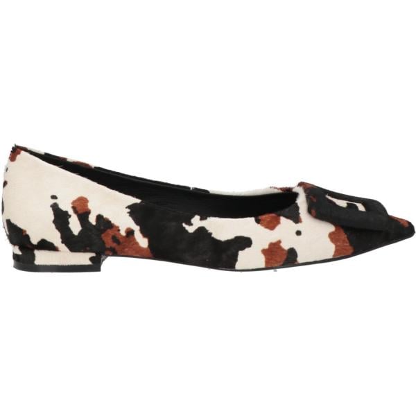 Ballerine da donna in bianco neve animalier senza tacco a punta in pelle Bibi Lou Bibi Lou