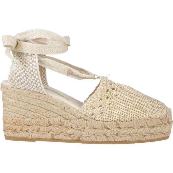 Espadrillas da donna in beige sabbia effetto laminato con tacco a punta tonda con lacci Espadrilles Espadrilles