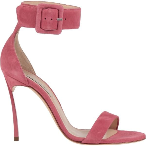 sandali col tacco Casadei rosa tinta unita