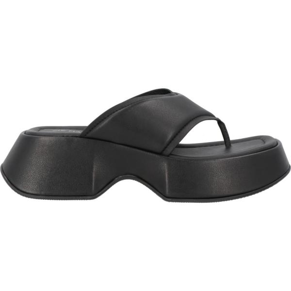 ciabatte da donna in nero pece con tacco squadrato a punta quadrata Vic Matiē