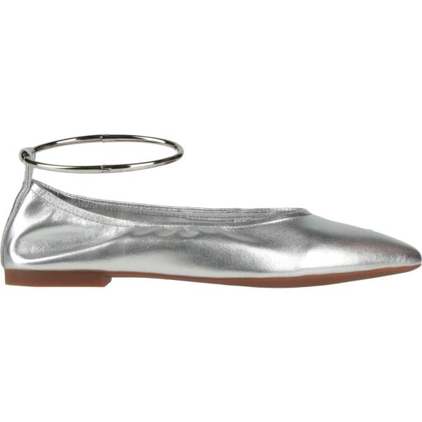 Ballerine da donna in bianco neve effetto laminato senza tacco a punta tonda con cinturino in pelle Jeffrey Campbell