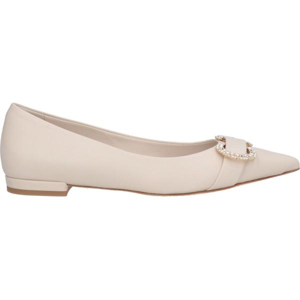 ballerine da donna in bianco neve senza tacco a punta in pelle Piton Paris