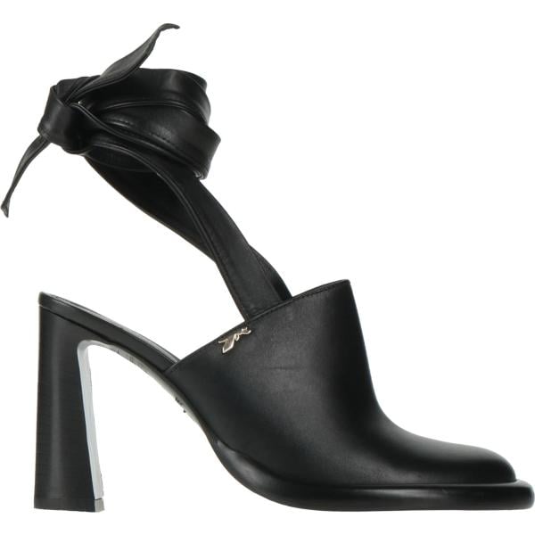 Décolleté da donna in nero pece con tacco spillo a punta tonda in pelle Patrizia Pepe