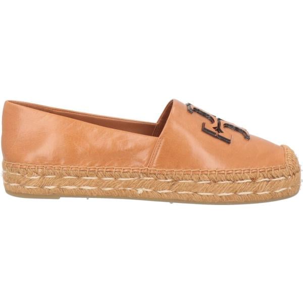 Espadrillas da donna in arancione scuro senza tacco a punta tonda in pelle Tory Burch