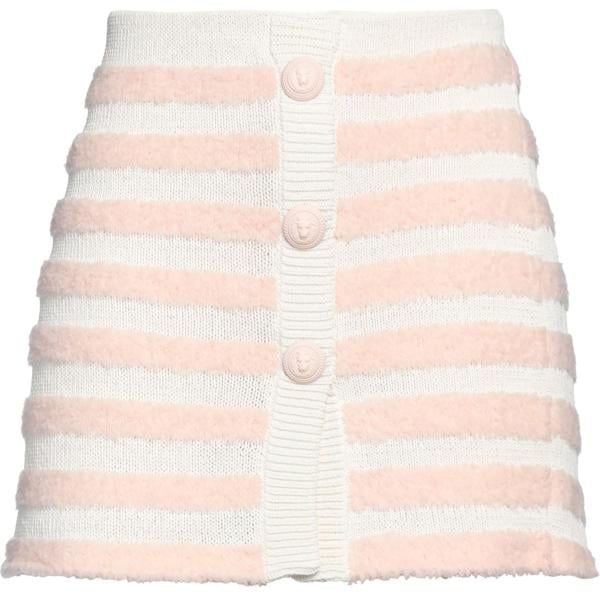 Minigonna da donna in bianco neve a righe lavorato a maglia corto in lana Balmain Balmain