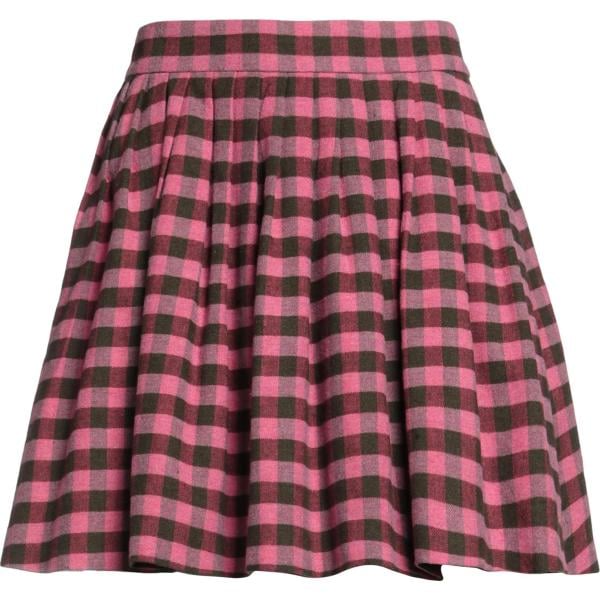 Minigonna da donna in marrone scuro a quadri plissè corto con zip in lana Kenzo Kenzo