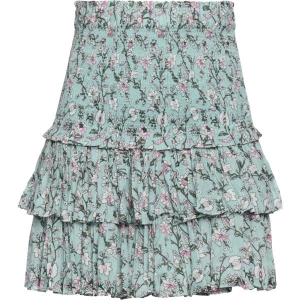 Minigonna da donna in verde chiaro a fiori con ruches corto in cotone Marant Étoile Marant Étoile