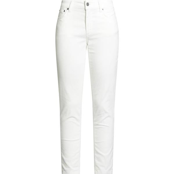 Pantaloni skinny da donna in bianco neve senza tasche a vita media con zip in velluto Dondup Dondup