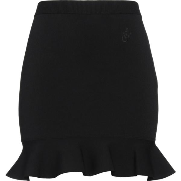 minigonna da donna in nero pece lavorato a maglia corto in viscosa Jw Anderson