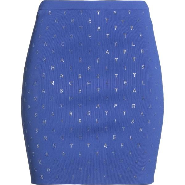 Minigonna da donna in blu medio lavorato a maglia corto con zip in viscosa Elisabetta Franchi Elisabetta Franchi