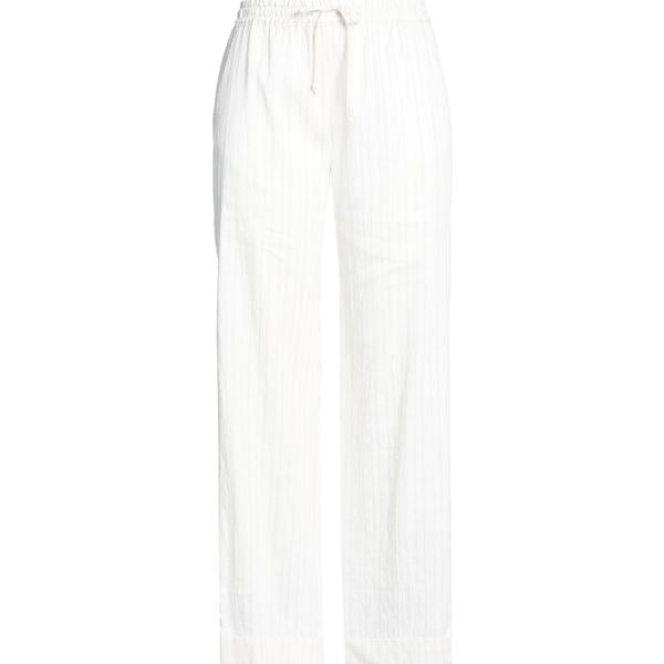 Pantaloni da donna in bianco neve a righe effetto laminato a vita alta con coulisse in viscosa Twinset Twinset