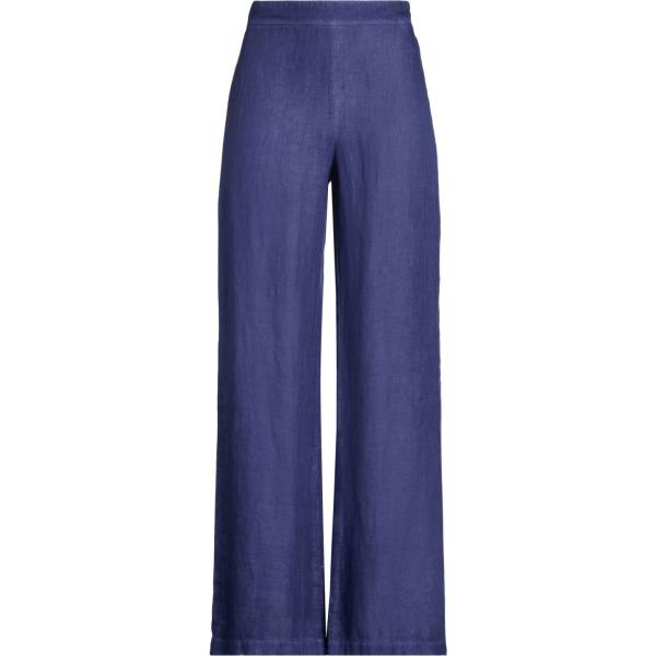 pantaloni 120% Lino blu tinta unita