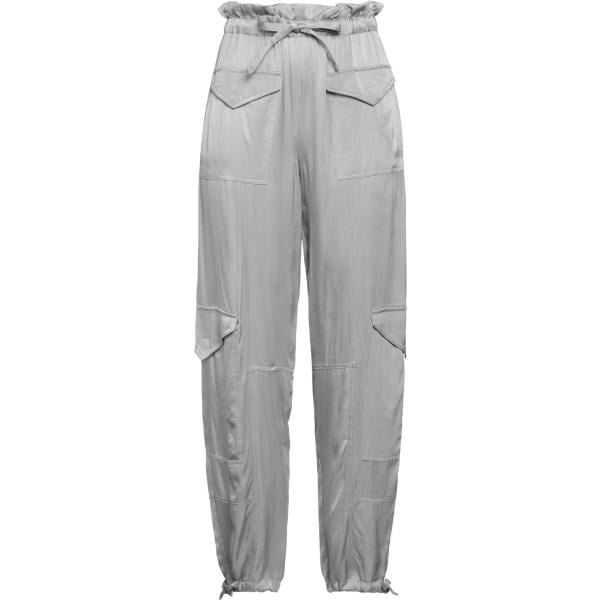 Pantaloni cargo da donna in grigio chiaro a vita alta con coulisse in viscosa Ganni Ganni