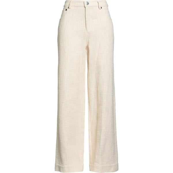 Pantaloni da donna in bianco avorio a vita alta con zip in cotone Staud Staud