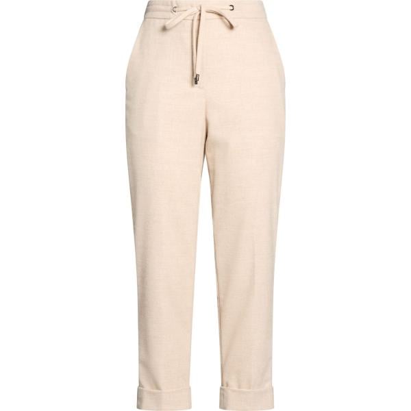 Pantaloni da donna in beige sabbia a vita alta con zip in lana Peserico Peserico