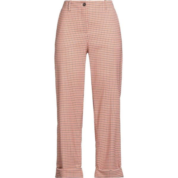 Pantaloni da donna in marrone chiaro a quadri cropped a vita alta con zip Alberto Biani Alberto Biani