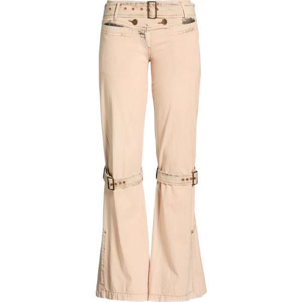 Jeans da donna forma svasata in beige sabbia effetto delavè in denim Knwls Knwls